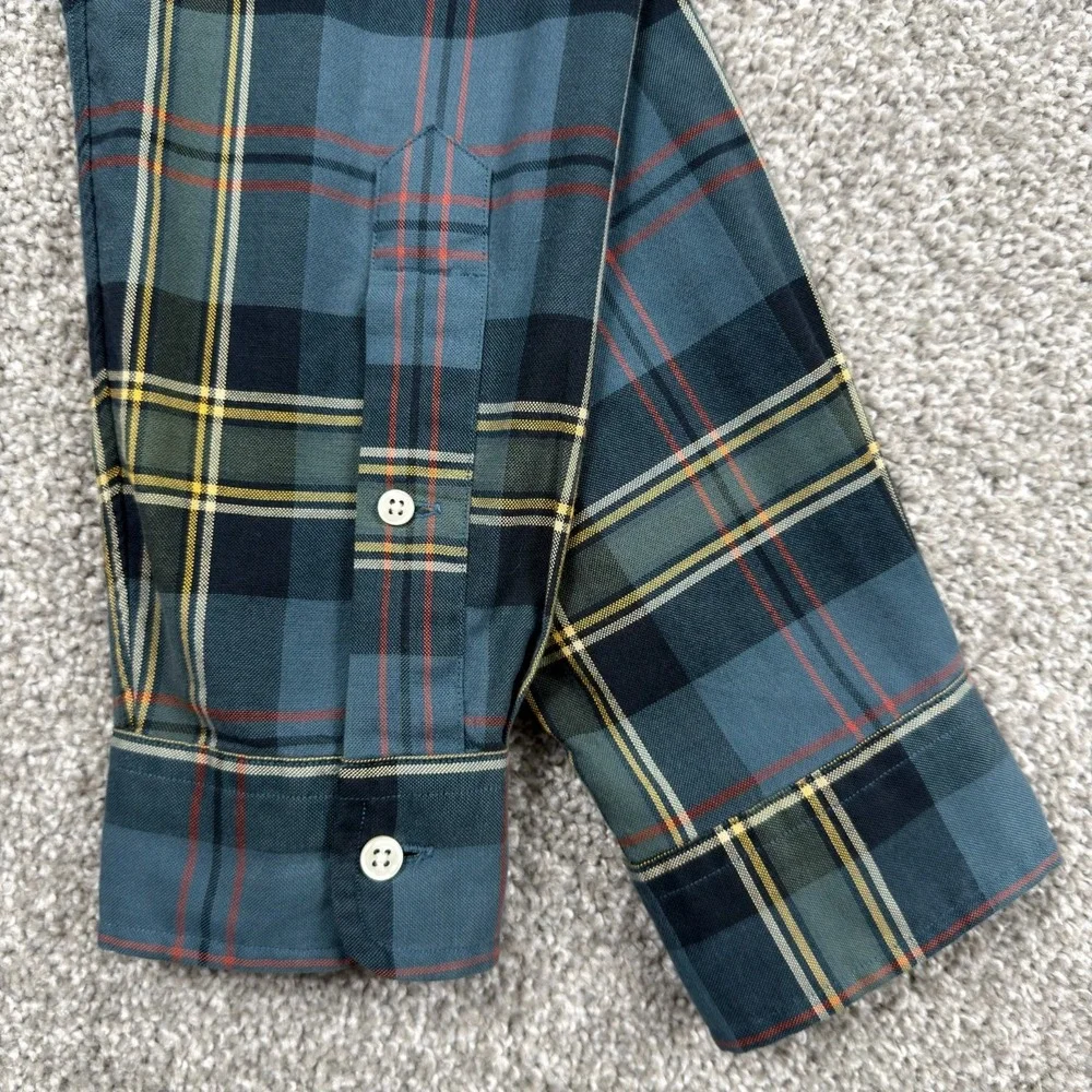 Ralph Lauren Shirt Mens M Blue Green Plaid Custom Fit Button Down Pony Cotton
